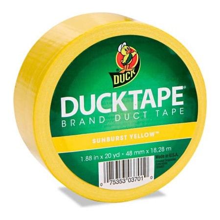 Shurtech Brands Duck Colored Duct Tape, 1.88"W x 20 yds - 3" Core - Yellow 1304966